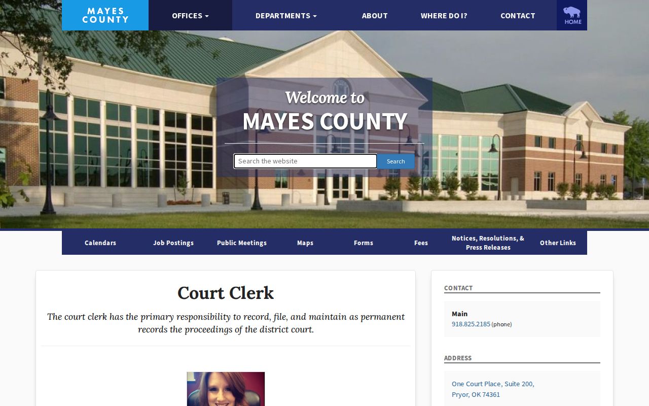 Mayes County warrant records court clerk office