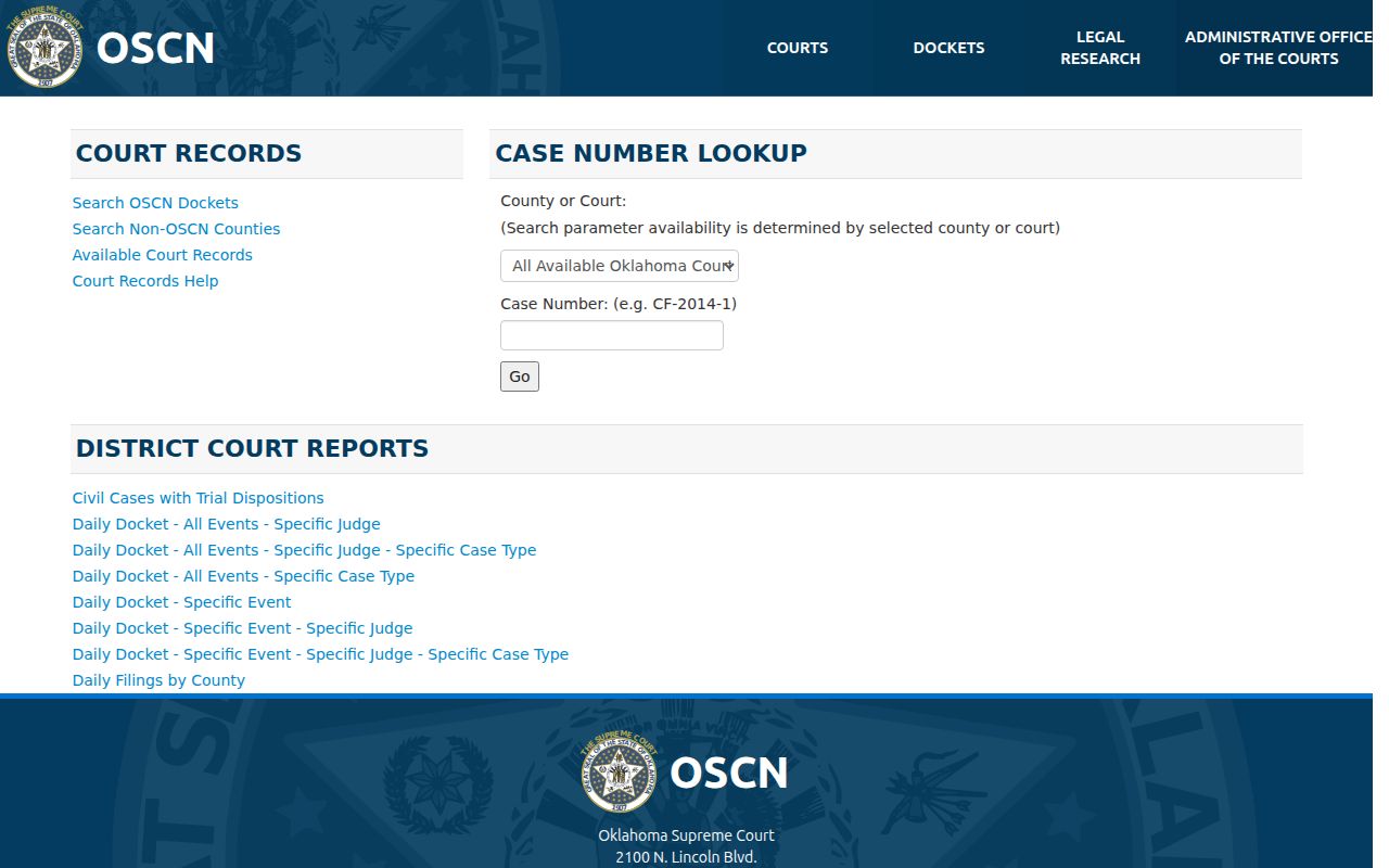 Mayes County warrant check OSCN court records interface