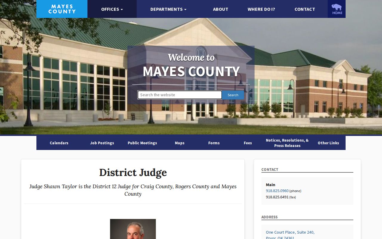 Mayes County arrest warrant lookup District Court judge office