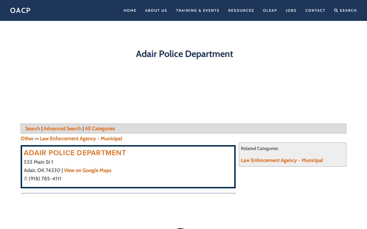 Mayes County warrant records Adair Police official directory